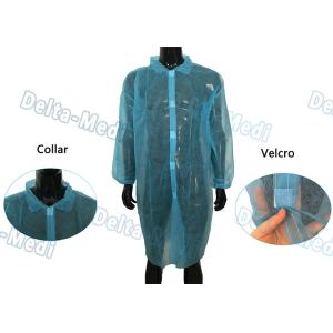 Blue Disposable Isolation Gowns Non Toxic Blood Resistance With 5 Velcro In