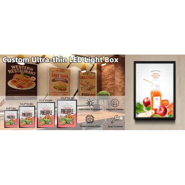 Ultra-Thin LED Poster Frame with 5000LX Brightness and 10W-39W Power Premium Quality Advertising Light Box