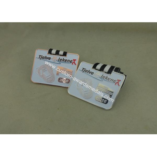 Customized Marathon Sporting Ribbon Medals , Zinc Alloy Die Casting Award Medals