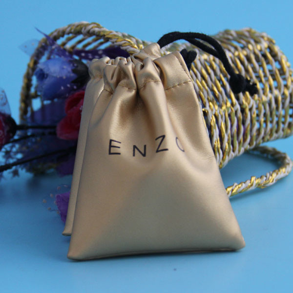 Lightweight Drawstring Jewelry Bag Pu Leather Hot Stamping With Long Lifespan
