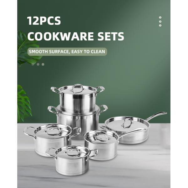 High Quality 304 Stainless Steel Ware 12pcs Cookware Set Cooking Food Pot