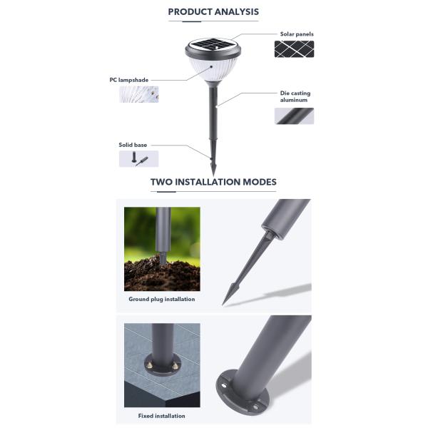 Durable Garden Solar Outdoor Lawn Lights Water Resistant 3000k 6000k