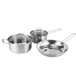 Hot Sale Kitchenware 3pcs Cookware Set Round Nonstick Stainless 410 Soup Pot