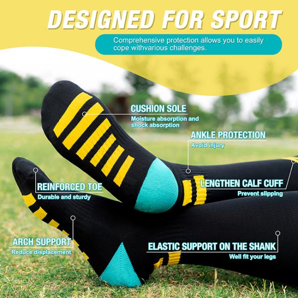 Knee High Mens Grip Football Socks Anti Slip Compression Soccer Socks Custom Logo