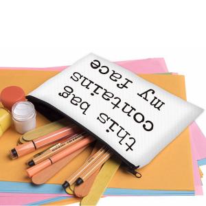 Simple White Polyester Women Makeup Bags with Printed Letter