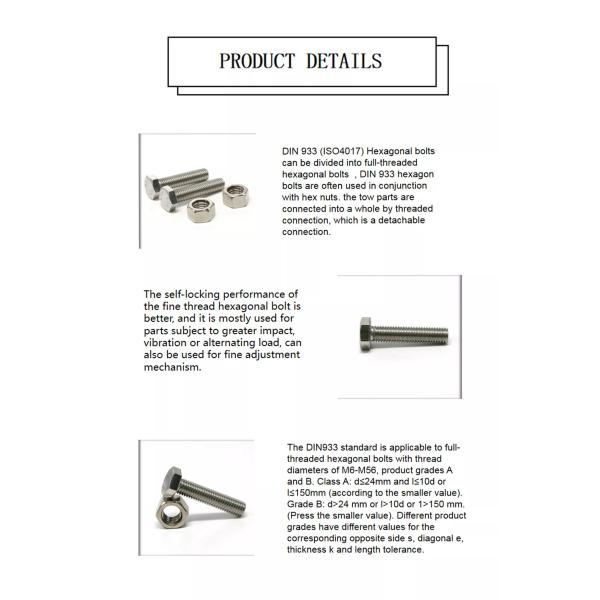 Metric Measurement System M6-M36 M10 Black Hex Bolt Nut Washer DIN933 8.8 12.9 Grade BLUE DYED Finish for Manufacturing