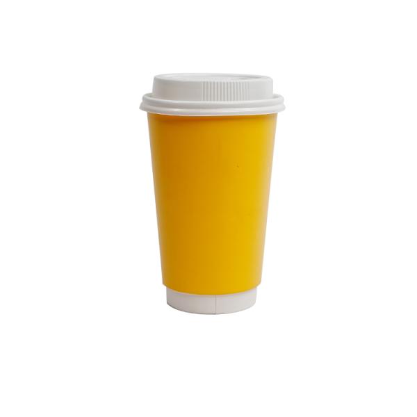 Factory customized coffee paper cup, disposable double wall hot drink milk tea paper cup with lid