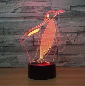 China Penguin 7 Colors Change 3D LED Night Light with Remote Control Ideal For Birthday Gifts And Party Decoration on sale