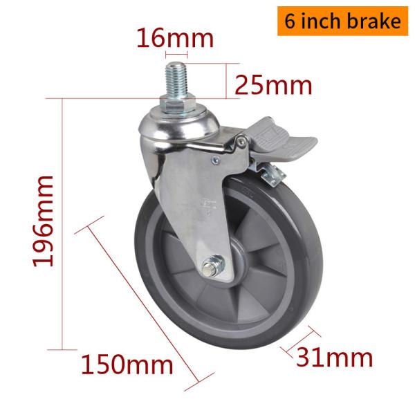 Buy 6 Inch 150mm Industrial Castors And Wheels Chrome Coating 5726S-77 at wholesale prices