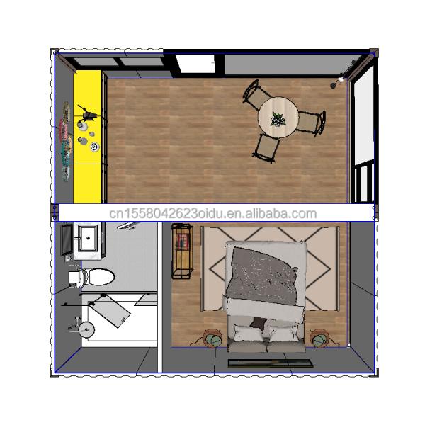 Affordable 20ft or 40ft Portable Light Steel Flat Roof Container Prefab Studio Home House with Customized Color