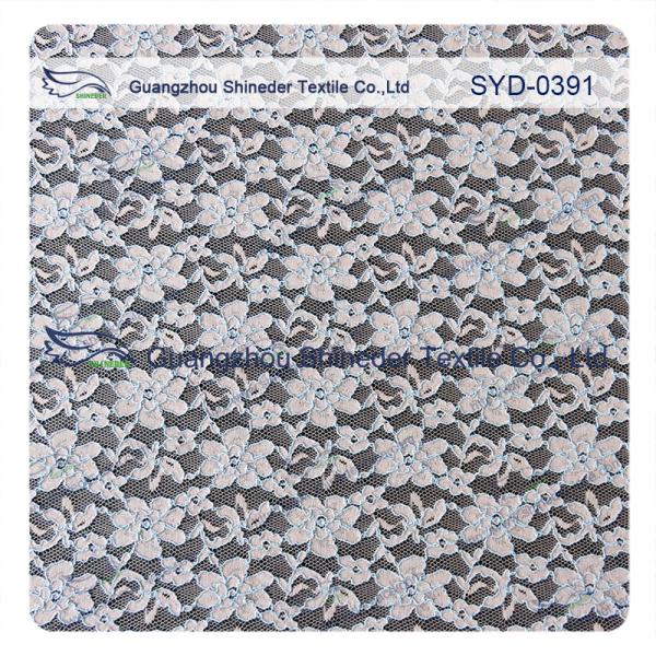 Stretchy Floral Corded Lace Fabric Trimming , Guipure Embroidery Lace Fabric