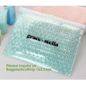 Compostable metallic glossy holographic private label bubble mailing bag, zip