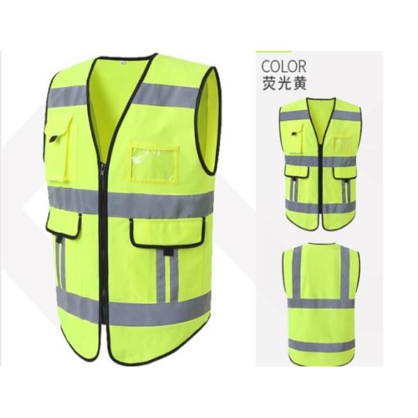 Buy Reflective Safety Vest , Anti Static Vest Yellow Polyester Mesh Material at wholesale prices