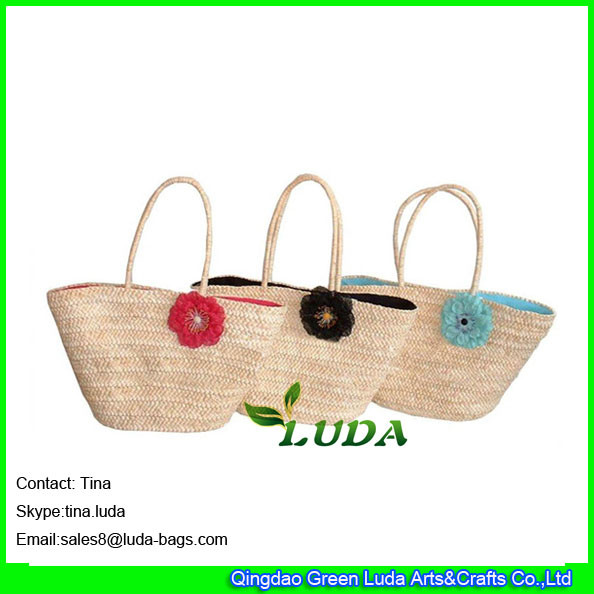 Buy LUDA new flora beach handbags handmade cornhusk straw beach bag at wholesale prices