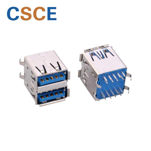 Buy 2 Port Plug USB Male Female Connector 180 Degree USB 3.0 AF Type Blue Color at wholesale prices