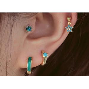 16g White Opal Stud Earrings Round Sharp 8mm 3/5 Inches Dimension