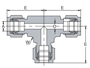 Instrument Double Ferrule Compression Connectors 1/16"~1" Stainless Steel 316 Swagelok Tube Fitting Equal Tee Fitting