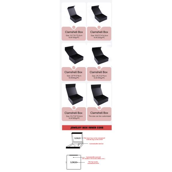 Paper jewelry Gift Box Packaging Eco Friendly Cardboard black Magnetic Jewelry Box