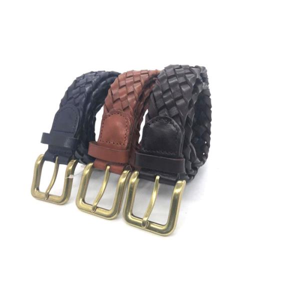 Buy Men 's Full Grain Braided Cowhide Leather Belt with Solid Brass Buckle 1-3/8” Wide at wholesale prices