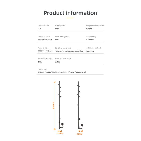 Electric Bathroom Towel Warmer Rack Fashionable Style for Wall Mounting