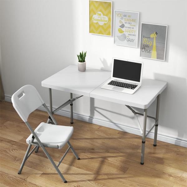 4ft Adjustable White Plastic Picnic Folding Table Chair For Event For Garden Outdoor