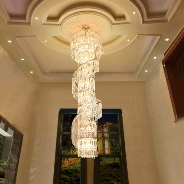 Luxury crystal chandelier duplex building hollow living room lamp large
