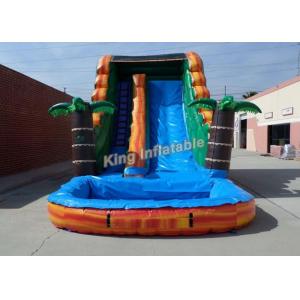 Quality Bright Inflatable Jumping Slide , Tropical 18 Feet Water Slide With PVC Tarpaulin for sale