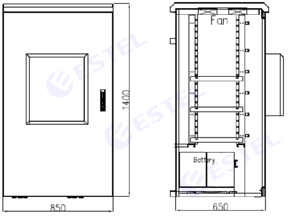 Pole / Floor Mounted Outdoor Communication Cabinets 21U Double Walls Structure