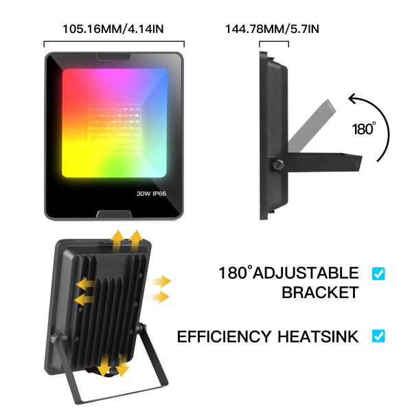 Waterproof Outdoor RGB LED Floodlight Smart IP66 LED Flood Light 100W