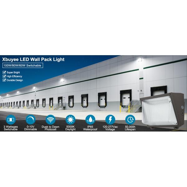 IP65 Waterproof LED Wall Pack Light 30W-150W Adjustable 3000K-5000K