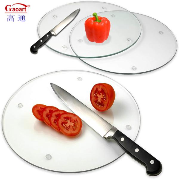Customized Tempered Glass Cutting Board with Non-Slip Feet Perfect for Food Preparation