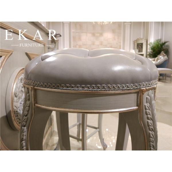 Luxury Classic Wood Stool Leather Antique Bar High Chair