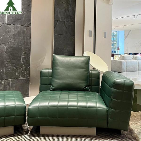 1800*1000mm Hotel Lobby Furniture Home Office Luxury Green Leather Modular Sofa Set