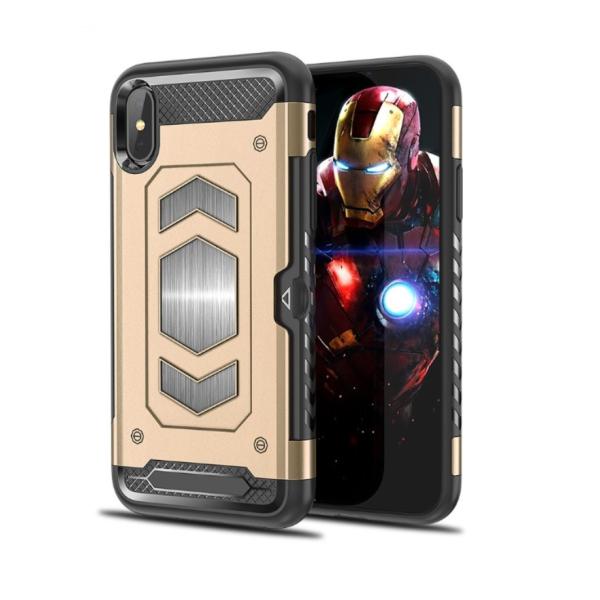 Color Black Red Armor PC TPU Case with Card Pocket Magnetic Car Mount For IphoneX IphoneXS IphoneXS MAX IphoneXR Iphone8