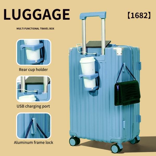 Best sell luggage grey blue Multifunctional Suitcase Lightweight Sturdy and