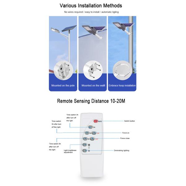 Energy Saving Solar Powered LED Street Lights 60 W Lithium Iron Phosophate Battery