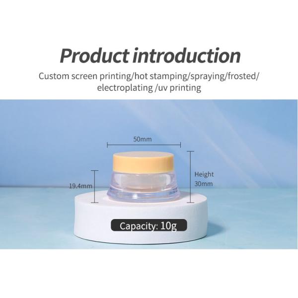 PS Base Material 10g Mini Travel Size Plastic Cosmetic Cream Pot Jar With Colored Lid For Eye Face Jar Collar Material PS