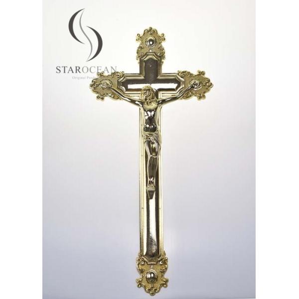 Gold High Quality Plastic Jesus Funeral Cross Coffin Accessories OEM/ODM Service