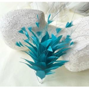 15*15 cm Dyed Stripped Goose Feather Flower Mount with Wire Accessory Pattern