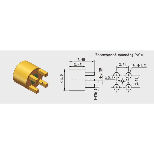 4 Legs SMP Male Connector for PCB Limited Detent