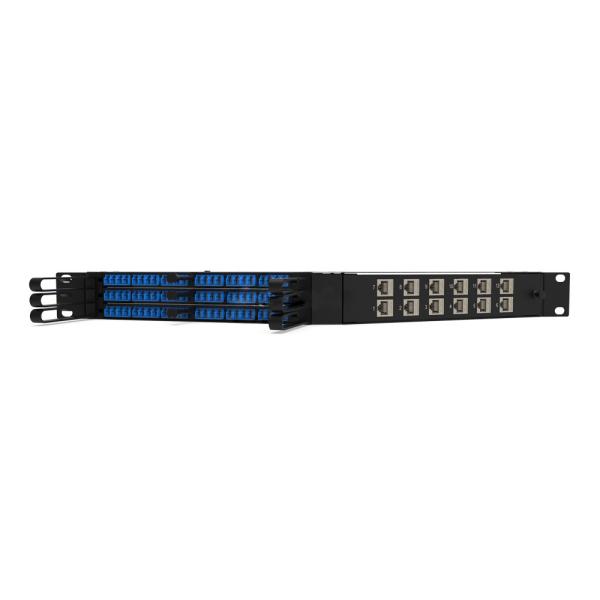 Rongbang RBTX-PP04 1U High Density Frame Hybrid Fiber & Copper Angled Modular Panel for Data Center Enterprise Network