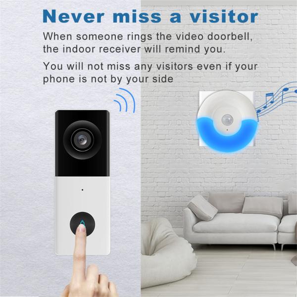 Wi-Fi HD 1080P Video Doorbell Camera With USB Powered PIR Night Light Chime(WF006A-718D)