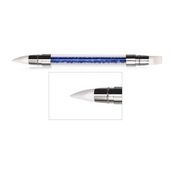 5Pc Dual-ended Nail Scrubbing Brush Rhinestone Handle Silicone Nail Brush