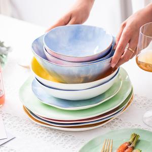 26cm Irregular Edge Dishwasher Safe Ceramic Soup Platter Plates