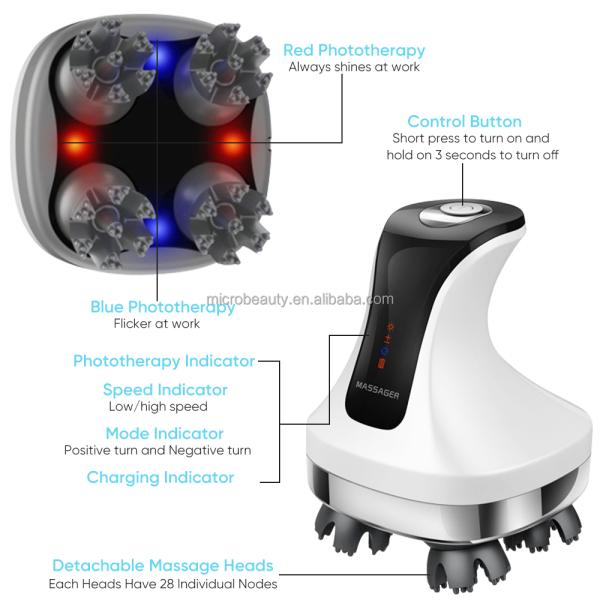 Electric Cordless Hair Scalp Massager With Red Light Therapy Massage Migraine Relief