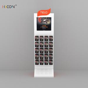 Floor White Metal Drone Accessories Display Rack with Hooks