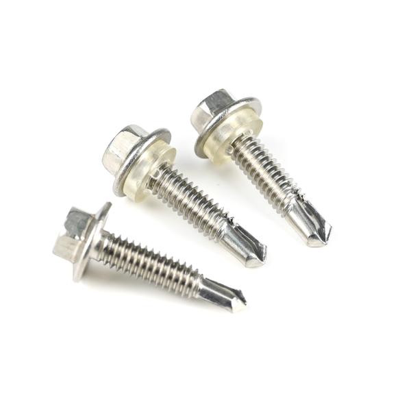 Ruspert Ss304 Stainless Steel Hex Washer Head Self Drilling Screw With Pvc Washer For Solar Fastener