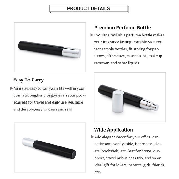 10ml 15ml 20ml Essential Oil Spray Glass UV Black Gold Perfume Bottles