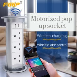 5A Kitchen Pop Up Sockets Motorized Pop Up Desktop Socket With Wireless Charger