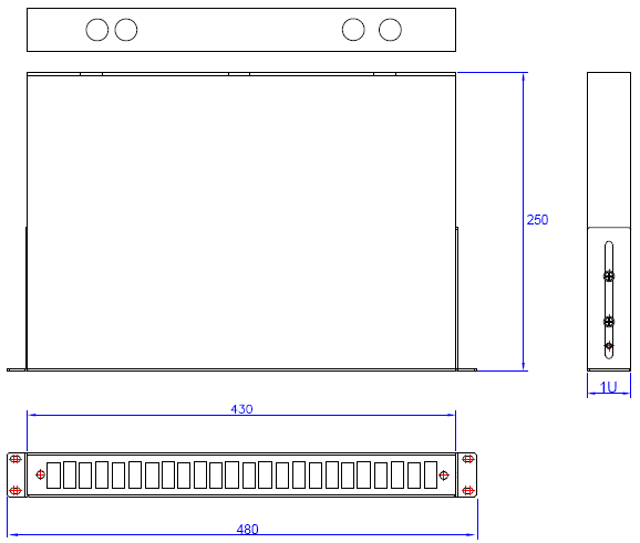 Grey 1U SC 24F Optical Odf Fiber Distribution Frame Cold Rolled Steel Waterproof